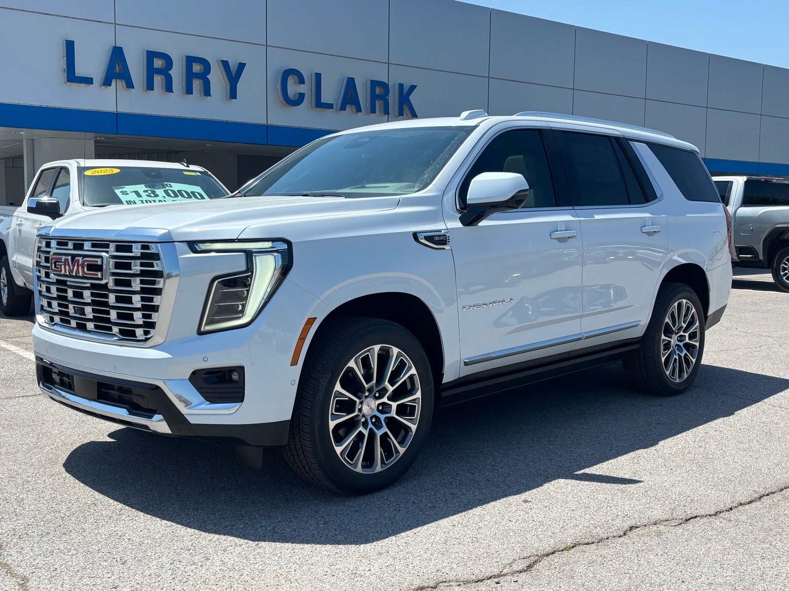 2026 GMC Yukon Denali in Glacier White Tricoat — front three-quarter view